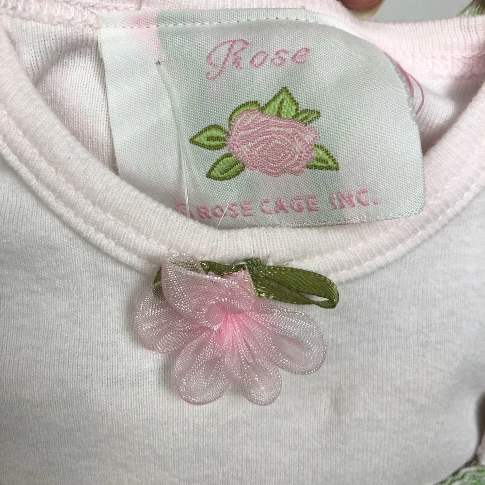 NWT 18-24 Mo Rose Cage Easter Bunny Jumper w Cap Sleeve Tee 2pc‎ Set SPRING